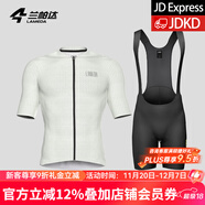 蘭帕達騎行服公路車(chē)男夏季騎行服短袖上衣騎行短褲套裝速干騎行衣風(fēng)尚 迷霧灰短袖+背帶短褲黑色小蘭褲 L （適合體重120-139斤）