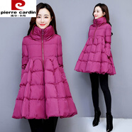 皮爾卡丹（pierre cardin）大碼冬季新款韓版a字蓬蓬棉服女中款時(shí)尚立領(lǐng)百搭胖妹妹顯瘦外套 玫紅色 S 90-100斤左右