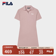 FILA 斐樂(lè )官方女子針織連衣裙時(shí)尚修身POLO領(lǐng)短袖裙子 瓊脂粉-PK XL (175) 92A
