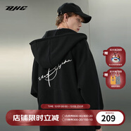 BJHG不計后果春秋簡(jiǎn)約刺繡加絨開(kāi)衫連帽衛衣男潮牌歐美風(fēng)寬松情侶外套 黑色 XL
