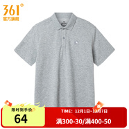 361°運動(dòng)t恤男夏季新款常規舒適上衣翻領(lǐng)短T恤 仿棉中花灰 4XL