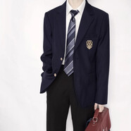 小紅書(shū)爆款【】dk制服原創(chuàng  )徽章西服男生西裝外套成人禮畢業(yè)學(xué)生西 套裝男星枼西服濃紺+男長(cháng)襯衫+理 S XXS