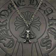 克羅心配飾泰銀復古經(jīng)典FOTI骷髏人吊墜項鏈感毛衣鏈朋克嘻哈 CX157+字母鏈