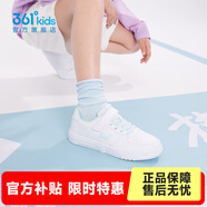361°兒童板鞋男童六一小白鞋輕便魔術(shù)貼耐磨底女童滑板鞋小童板鞋男女 【四季款】361度白/冰雪綠色 35