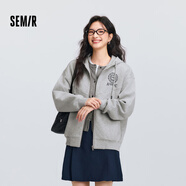 森馬（Semir）外套女春季連帽字母刺繡寬松落肩夾克分割學(xué)院風(fēng)上衣101125108002