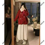 大碼女裝2025超火冬裝搭配一整套微胖mm超好看灰色毛衣兩件套裝裙 紅色毛衣今年流行爆款/冬季/巨好看/奶fufu/獨特漂亮/ M 100斤以?xún)惹锛?秋裝/早秋/初秋穿搭/秋冬/春秋/冬季/2