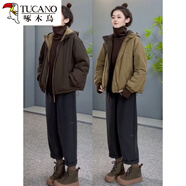 啄木鳥(niǎo)雙面穿棉衣夾棉外套女短款2025秋冬新款小個(gè)子休閑寬松加厚小棉襖 咖拼卡其 【兩面可以穿】 XL 【建議130-150斤】