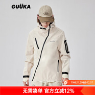 古由卡（GUUKA）潮流機能風(fēng)進(jìn)藏風(fēng)衣男秋 山系戶(hù)外防水登山?jīng)_鋒上衣服寬松易穿搭 淺卡其G60316 S