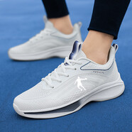 喬丹格蘭（JOEDON GOLAN）男鞋跑步鞋夏季白色網(wǎng)面透氣休閑減震耐磨跑鞋輕便運動(dòng)鞋 108白色 38