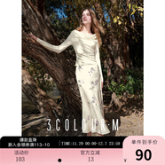 三彩2025秋款半身裙立裁收腰印花魚(yú)尾裙長(cháng)裙浪漫度假M 香檳色花卉 M 160/68A