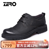 零度尚品商務(wù)休閑鞋新品寬腳皮鞋休閑百搭大頭鞋子牛皮系帶男鞋經(jīng)典商務(wù)鞋 C款黑色（偏大一碼） 38