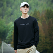 拓路者（Pioneer Camp）長袖t恤男春秋款內搭上衣秋衣簡約圓領打底衫休閑 黑色 L 
