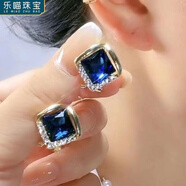 樂喵（LEMIAO）菱形紫色水晶耳釘女銀針精致百搭顯氣質(zhì)耳環(huán)日韓小眾設(shè)計幾何耳飾 菱形藍(lán)色水晶耳釘A11-204