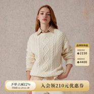 ELAND衣戀毛衣女夏日棉花糖變形絞花長(cháng)袖上衣25秋新款 象牙白EEKWE4TM08 S