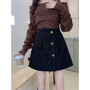 高腰牛仔短褲女冬胖mm毛呢亮片高腰短褲女秋冬新款時(shí)尚顯瘦不規則 黑色字母3?？?M