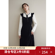 獨束大碼女裝復古絲絨連衣裙冬裝新款微胖mm無(wú)袖打底赫本風(fēng)小黑裙 靜謐黑 2XL