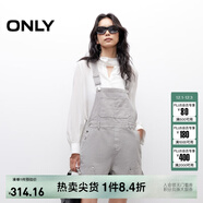 ONLY2025秋季新款時(shí)尚個(gè)性做舊水洗背帶褲短褲休閑褲女|12517R001 C44細雨灰色 XS
