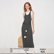 GREEN BELT城市曠野25夏含羊毛假兩件背心連衣裙女綁帶修身長(cháng)裙