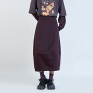 木果果木加絨半身裙女秋冬2025新款高腰顯瘦百搭毛呢裙子 深茄紫（薄絨） S
