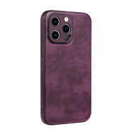 恒進(jìn)（HENGJIN）新款15pro高端真皮革16pro保護套適用蘋(píng)果iphone14promax手機殼皮質(zhì)iphone13pro全包鏡頭12感11精 暗紫色【贈鋼化膜】 iPhone_XR