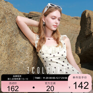 三彩2025夏季新款波點(diǎn)連衣裙蕾絲拼接A字裙無(wú)袖長(cháng)裙浪漫F