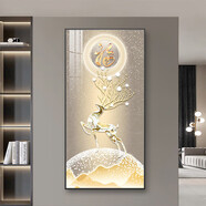 玄關(guān)掛畫(huà)正對入戶(hù)門(mén)感立體2025年新款走廊過(guò)道墻壁畫(huà)劃劃入戶(hù) Y61 烤瓷鑲鉆-80*160cm-金框 Y675/福祿高升