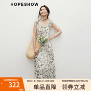 紅袖度假風(fēng)碎花連衣裙2025夏季新款女裝【繁華如夢(mèng)】高腰鉆石領(lǐng)雪紡裙 米底黑花670 XL