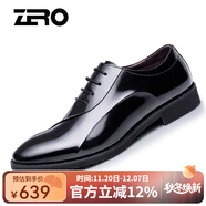 零度Zero官方男鞋商務(wù)休閑皮鞋英倫風(fēng)牛皮正裝鞋潮流大頭商務(wù)鞋婚鞋 A73218黑色 44