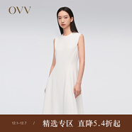 OVV春夏熱賣(mài)女裝三醋酸面料經(jīng)典A字無(wú)袖連衣裙小白裙 本白（凈色）02 M