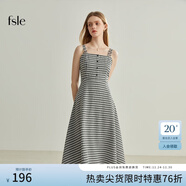 范思藍恩范思藍恩22FS2124法式格子吊帶連衣裙女夏季長(cháng)款甜美氣質(zhì)顯瘦裙子 吊帶黑白格 M