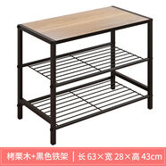 家里人鐵藝鞋架簡(jiǎn)易家用門(mén)口室內2025新款多層窄鞋架子宿舍收納鞋柜 加固款黑色-三層