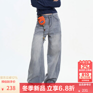 KAMA卡瑪女褲女士煙管褲顯瘦直筒牛仔褲2025新款秋季女裝小個(gè)子長(cháng)褲 灰色 M