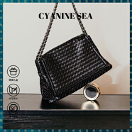 海青藍 CYANINE SEA輕奢包包女款2025大容量編織包單肩斜挎女士包生日禮物送女友老婆 黑色