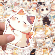 ZANYANG100張卡通可愛(ài)蠟筆小新貼紙手機平板電腦行李箱手賬裝飾貼畫(huà) [54張不重復]招財貓貼紙