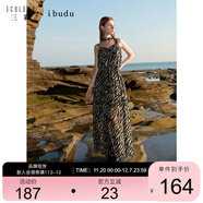 三彩2025春季新款摩登斑馬紋印花吊帶連衣裙收腰雪紡V領(lǐng)女