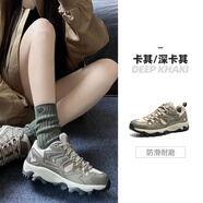 駱駝Camel駱駝登山鞋女防滑透氣鞋春夏款徒步鞋男戶(hù)外運動(dòng)鞋跑步鞋子 FOS2210010，卡其，女 35