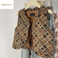 夏典素訂女王（SE.PSTP）美拉德風(fēng)復古流蘇系帶坎肩馬甲女秋冬設計感小眾休閑外搭短款背心 圖片色 S