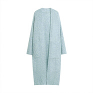 陳大鈺藍色圈圈紗長(cháng)款毛衣女秋冬寬松慵懶溫柔風(fēng)軟糯針織開(kāi)衫外套 藍色 藍色 S