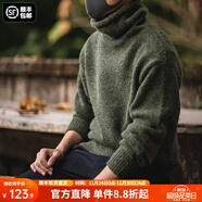 馬登工裝 美式復古純色保暖高領(lǐng)針織衫馬海毛毛衣秋季個(gè)性打底衫男 綠色 M