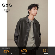 GXG男裝美式皮衣男女同款2024秋季新款夾克 黑色 175/L
