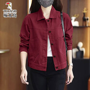 啄木鳥(niǎo)感短款外套女2025春秋季新款小個(gè)子洋氣時(shí)髦顯瘦減齡夾克上衣 酒紅色《今年流行小香風(fēng)歐貨西裝風(fēng)衣秋冬小個(gè)子漂亮外 M 【建議100斤內】