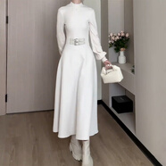 園翌高腰白色常規袖針織洋裝子女秋冬季氣質(zhì)修身顯瘦毛衣長(cháng)裙 【米色】【絕美奶呼呼春裝風(fēng)情萬(wàn)種冷淡系獨特別致小個(gè) S 40/45kg
