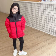 北臉北面專(zhuān)柜同款北家同款兒童服男童女童加厚短款立領(lǐng)中大童面包服潮 紅色 140 cm