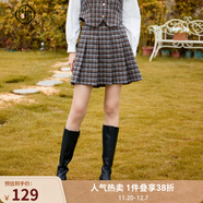 固執（OBSTINATE）【特價(jià)】秋季新款學(xué)院風(fēng)格子小個(gè)子顯腿長(cháng)a字百褶短裙半身裙女裝 藍格子 L 170/72A