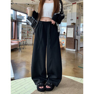 森馬（Semir）可可里自制美式抽繩闊腿彎刀衛褲女裝秋冬加絨加厚保暖休閑長(cháng)褲 黑色 L