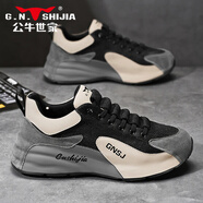 公牛世家（G.N.Shi Jia）男鞋春秋季2025新款感休閑運動(dòng)鞋男款厚底增高 黑灰 40
