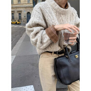 毛衣女低領(lǐng)寬松法式復古高級感短款圓領(lǐng)麻花毛衣女秋冬加厚慵懶風(fēng) 燕麥色【紙片人穿搭/韓劇穿搭/2023新款秋冬毛衣 1 S 推薦80-95斤