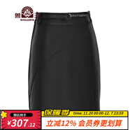 獸王真皮短裙女 綿羊皮女士包臀裙韓版時(shí)尚氣質(zhì)半身裙OL風(fēng)辦公室通勤 黑色 175/96A(2XL)