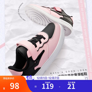 鴻星爾克童鞋兒童板鞋男童女童小白鞋秋季輕便透氣休閑運動(dòng)鞋百搭休閑 水紅/正黑 -偏小1碼 37