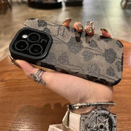 lieve適用黑色玫瑰華為PURA70/50手機殼NOVA13/12MATE60麥芒30翻毛皮保護套 瞳眼貼皮【黑】-BFM003黑色玫瑰 華為NOVA10/HiNOVA10